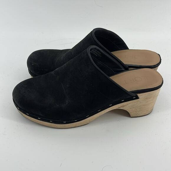 LOFT leather slip on mule Swedish style wooden sole clogs sz 7.5 - Picture 3 of 7